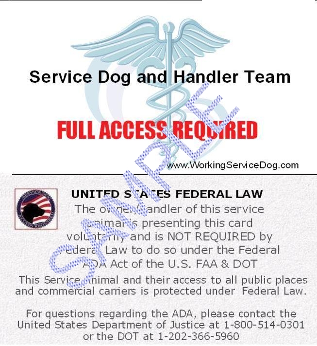 Service Dog Gear ada faa service dog information cards